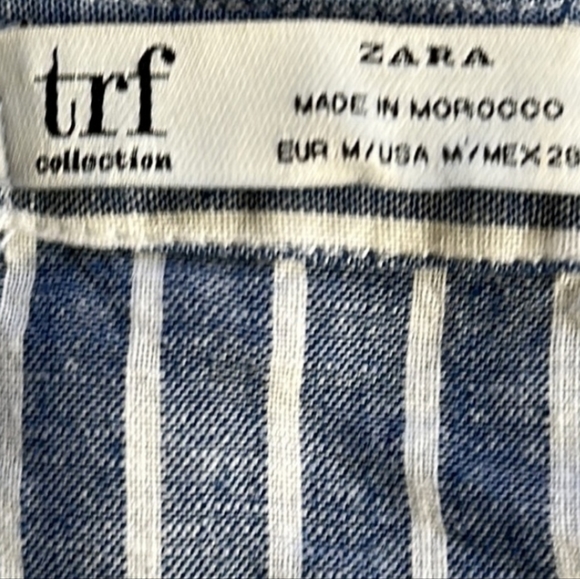 🆕️ Zara TRF Blue & White Stripes Shirt Dress. A-Line (Cotton-Linen) NWOT - Picture 7 of 12